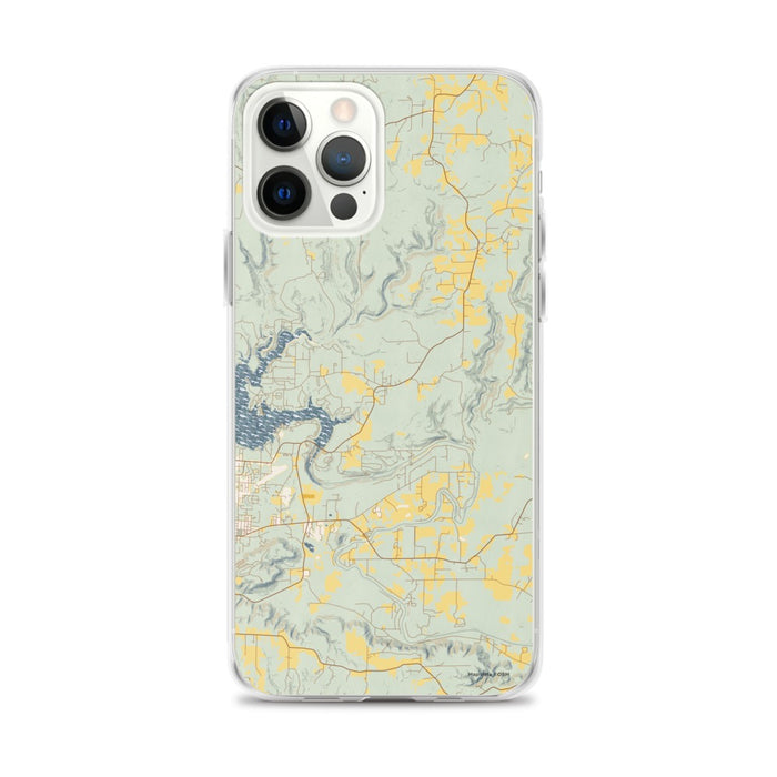 Custom iPhone 12 Pro Max Tumbling Shoals Arkansas Map Phone Case in Woodblock