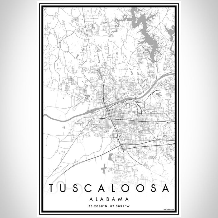 Tuscaloosa Alabama Map Print Portrait Orientation in Classic Style With Shaded Background