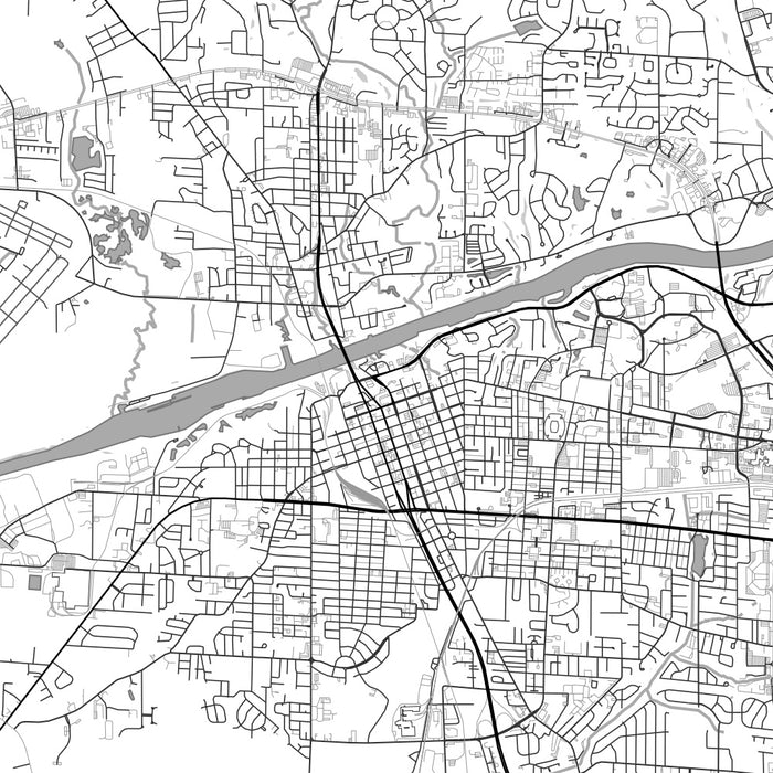 Tuscaloosa Alabama Map Print in Classic Style Zoomed In Close Up Showing Details