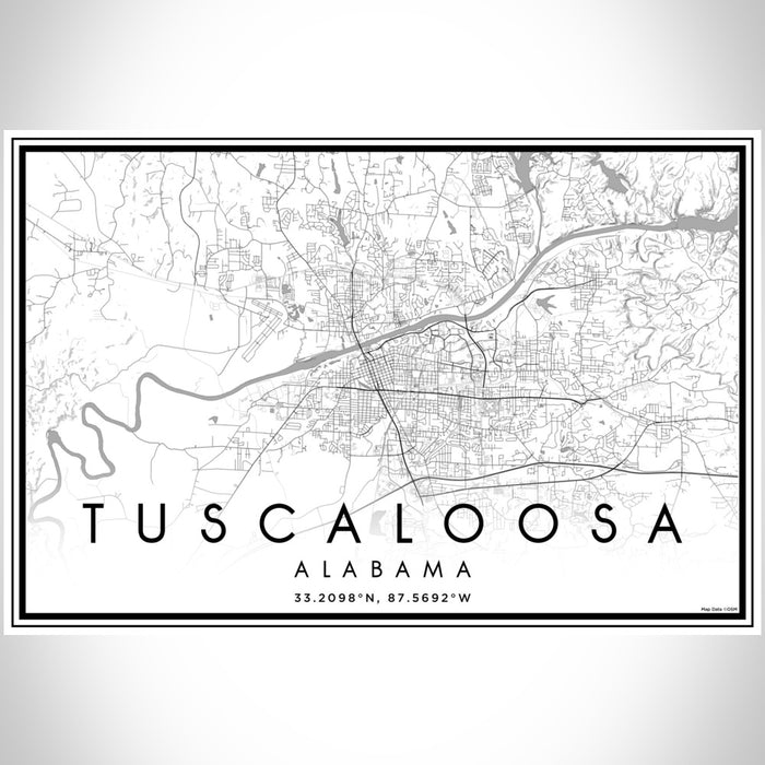 Tuscaloosa Alabama Map Print Landscape Orientation in Classic Style With Shaded Background