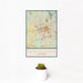 12x18 Tuscaloosa Alabama Map Print Portrait Orientation in Woodblock Style With Small Cactus Plant in White Planter