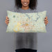 Person holding 20x12 Custom Tuscaloosa Alabama Map Throw Pillow in Woodblock