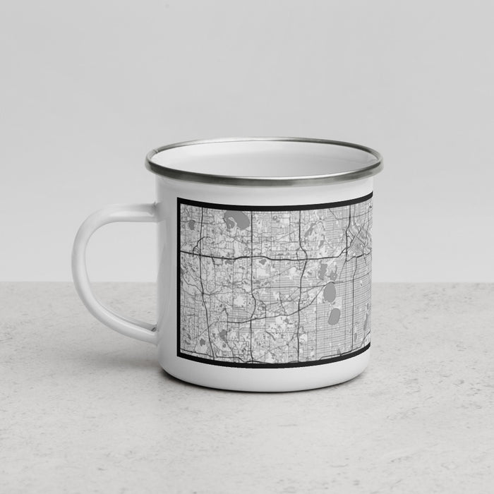 Left View Custom Twin Cities Minnesota Map Enamel Mug in Classic