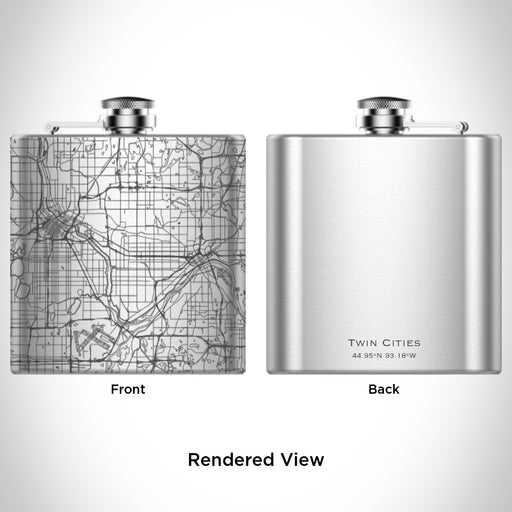 Rendered View of Twin Cities Minnesota Map Engraving on undefined