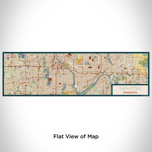 Flat View of Map Custom Twin Cities Minnesota Map Enamel Mug in Woodblock