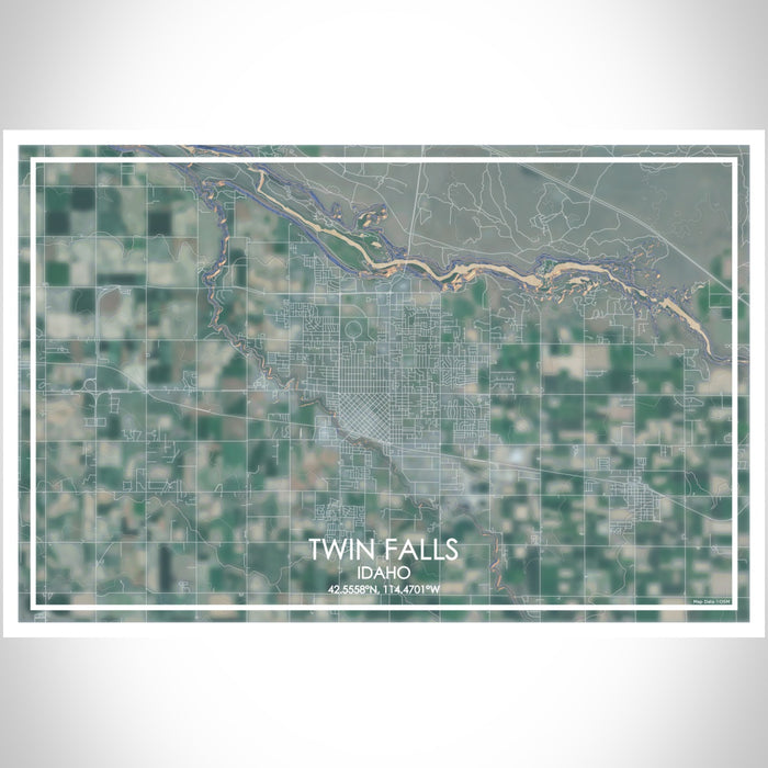 Twin Falls Idaho Map Print Landscape Orientation in Afternoon Style With Shaded Background