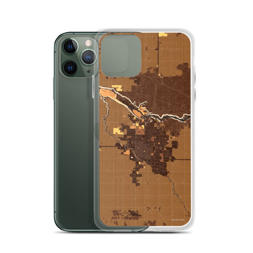 Custom Twin Falls Idaho Map Phone Case in Ember on Table with Laptop and Plant