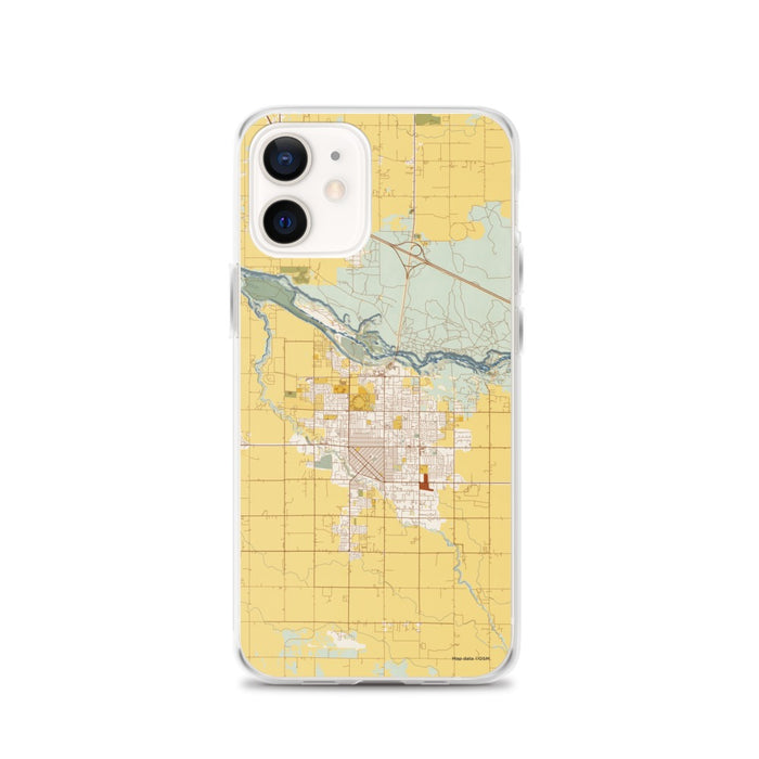Custom Twin Falls Idaho Map iPhone 12 Phone Case in Woodblock