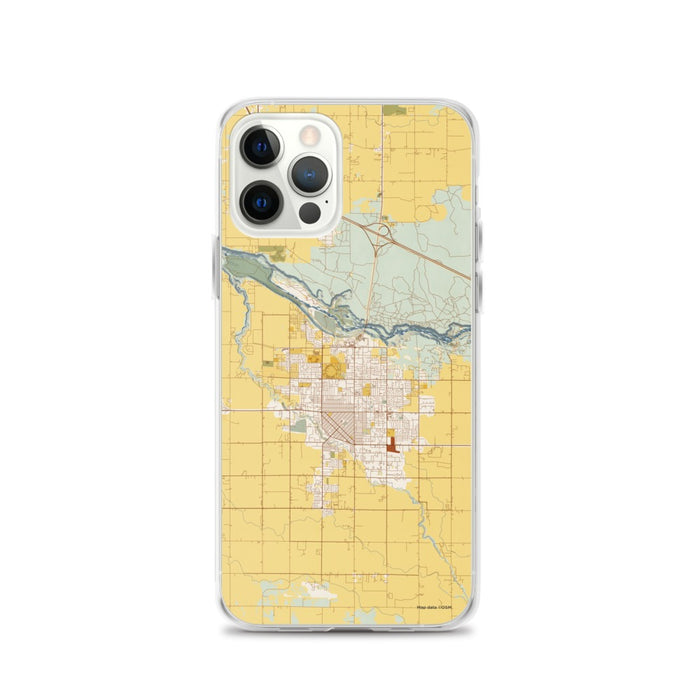 Custom Twin Falls Idaho Map iPhone 12 Pro Phone Case in Woodblock