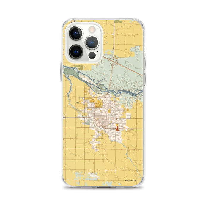 Custom Twin Falls Idaho Map iPhone 12 Pro Max Phone Case in Woodblock