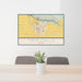 24x36 Twin Falls Idaho Map Print Landscape Orientation in Woodblock Style Behind 2 Chairs Table and Potted Plant