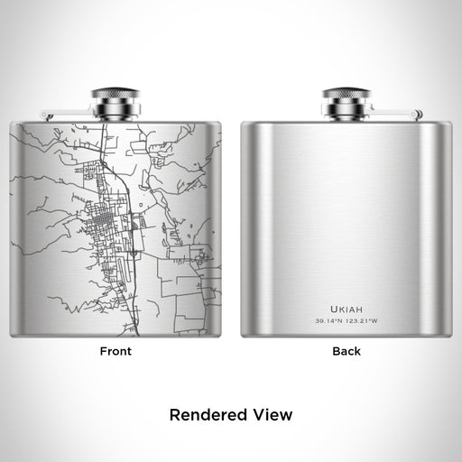 Rendered View of Ukiah California Map Engraving on 6oz Stainless Steel Flask