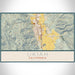 Ukiah California Map Print Landscape Orientation in Woodblock Style With Shaded Background
