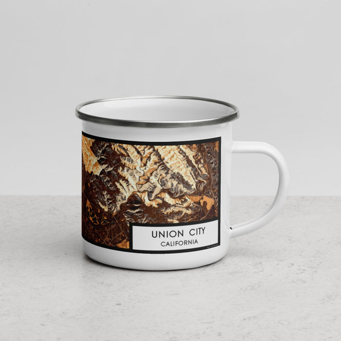 Right View Custom Union City California Map Enamel Mug in Ember
