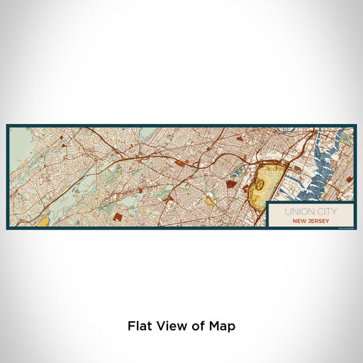 Flat View of Map Custom Union City New Jersey Map Enamel Mug in Woodblock