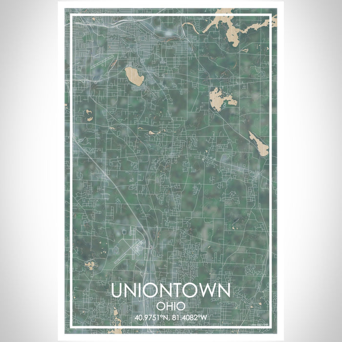 Uniontown Ohio Map Print Portrait Orientation in Afternoon Style With Shaded Background