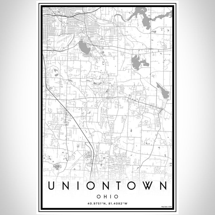 Uniontown Ohio Map Print Portrait Orientation in Classic Style With Shaded Background