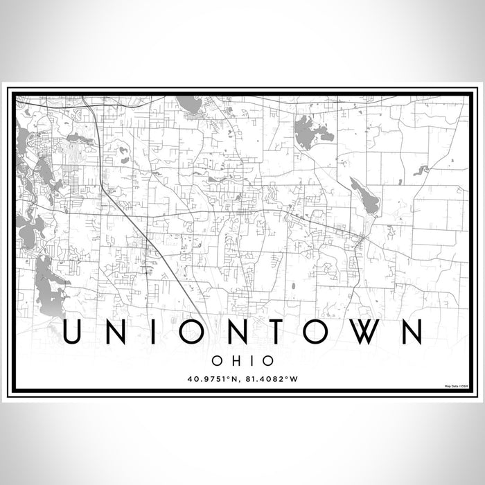 Uniontown Ohio Map Print Landscape Orientation in Classic Style With Shaded Background