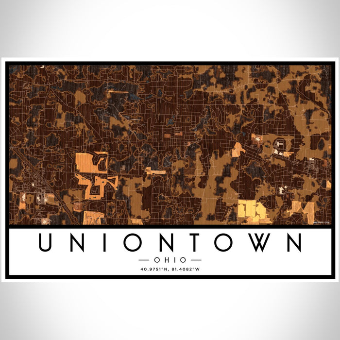 Uniontown Ohio Map Print Landscape Orientation in Ember Style With Shaded Background