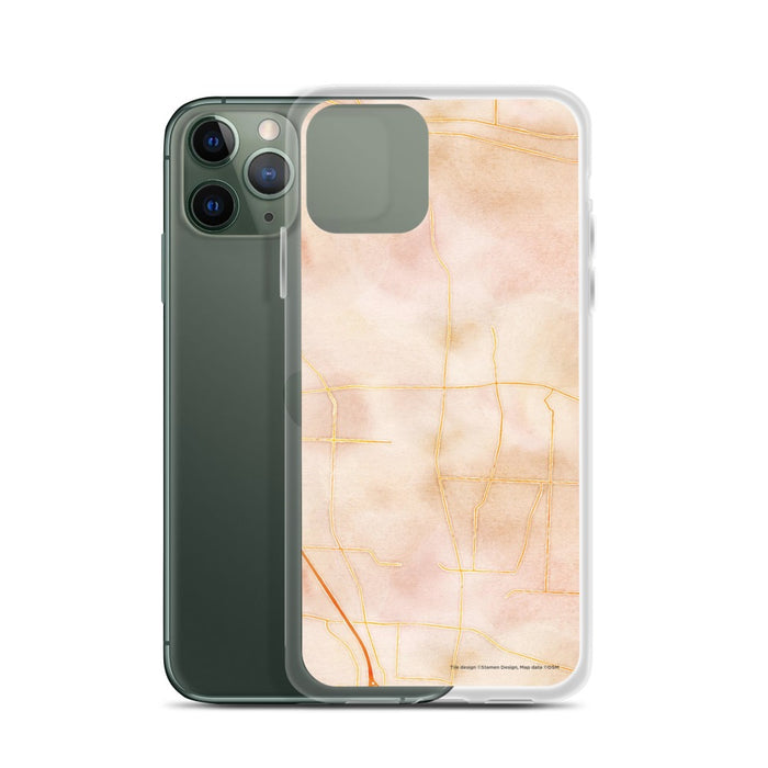 Custom Uniontown Ohio Map Phone Case in Watercolor on Table with Laptop and Plant
