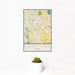 12x18 Uniontown Ohio Map Print Portrait Orientation in Woodblock Style With Small Cactus Plant in White Planter
