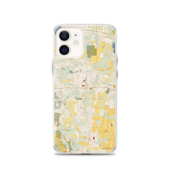 Custom Uniontown Ohio Map iPhone 12 Phone Case in Woodblock