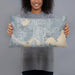 Person holding 20x12 Custom University District Seattle Map Throw Pillow in Afternoon