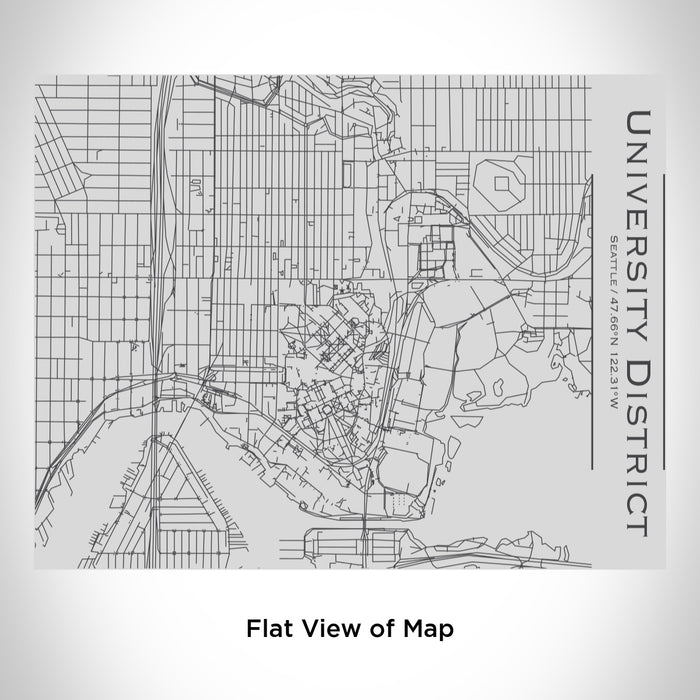 Rendered View of University District Seattle Map Engraving on 20oz Stainless Steel Insulated Bottle with Bamboo Top