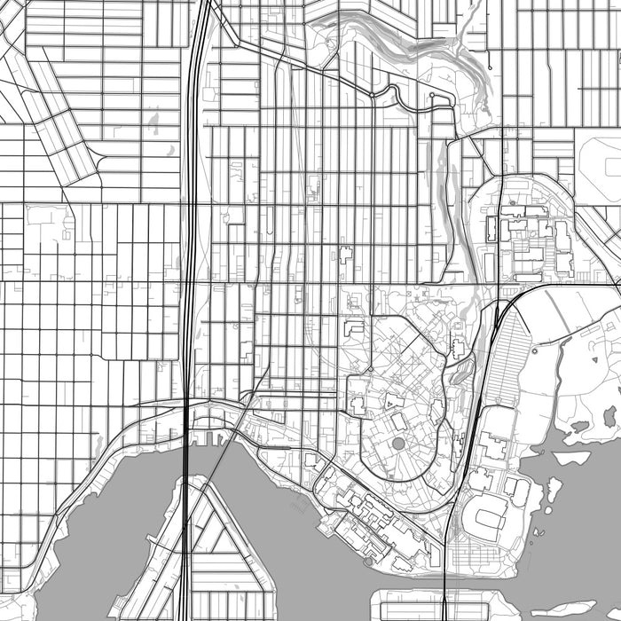 University District Seattle Map Print in Classic Style Zoomed In Close Up Showing Details