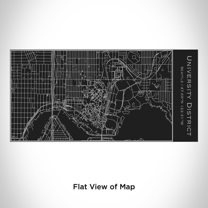 Rendered View of University District Seattle Map Engraving on 17oz Stainless Steel Insulated Cola Bottle in Black
