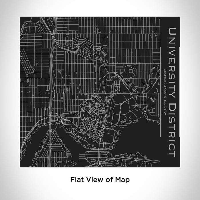 Rendered View of University District Seattle Map Engraving on 17oz Stainless Steel Insulated Tumbler in Black