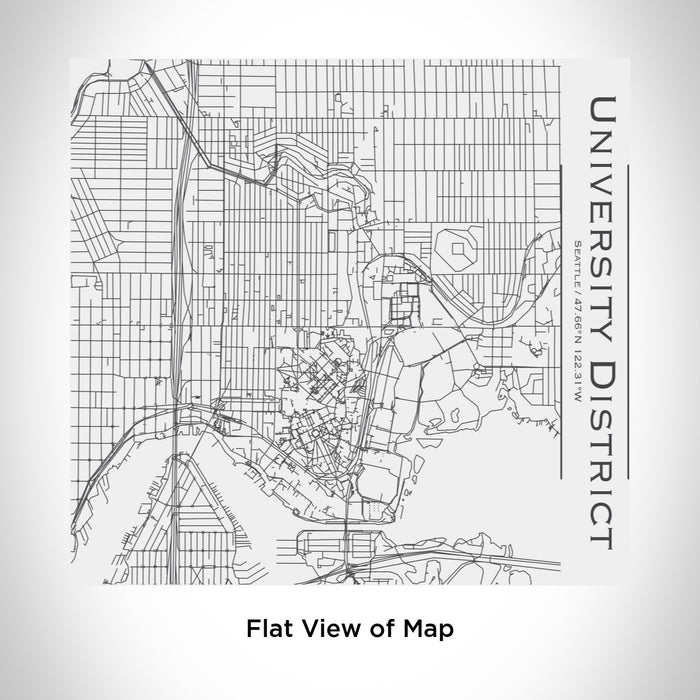 Rendered View of University District Seattle Map Engraving on 17oz Stainless Steel Insulated Tumbler in White