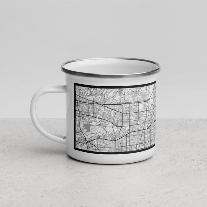 Left View Custom Upland California Map Enamel Mug in Classic