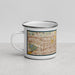 Left View Custom Upland California Map Enamel Mug in Woodblock