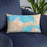 Custom Upper Peninsula Michigan Map Throw Pillow in Watercolor on Blue Colored Chair