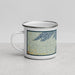 Left View Custom Upper Peninsula Michigan Map Enamel Mug in Woodblock