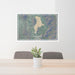 24x36 Utah Lake Utah Map Print Lanscape Orientation in Afternoon Style Behind 2 Chairs Table and Potted Plant