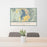 24x36 Utah Lake Utah Map Print Lanscape Orientation in Woodblock Style Behind 2 Chairs Table and Potted Plant