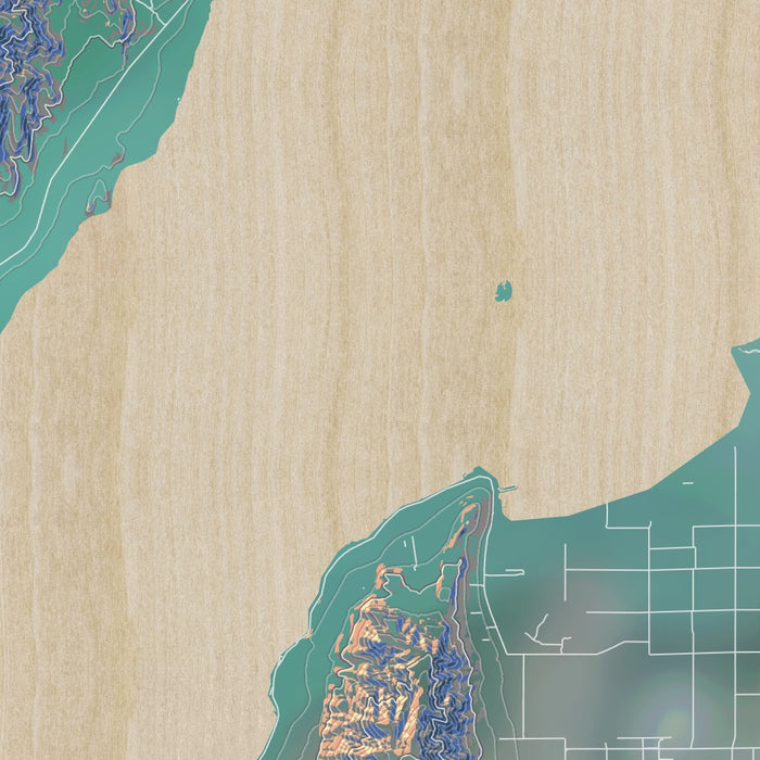 Utah Lake Utah Map Print in Afternoon Style Zoomed In Close Up Showing Details