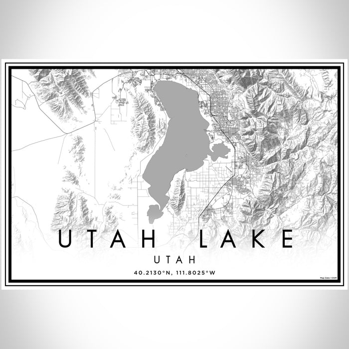Utah Lake Utah Map Print Landscape Orientation in Classic Style With Shaded Background