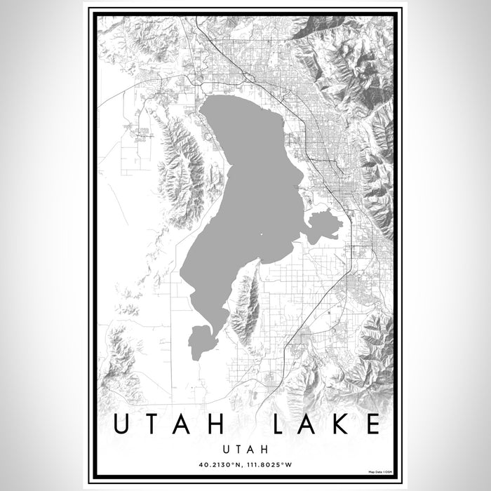 Utah Lake Utah Map Print Portrait Orientation in Classic Style With Shaded Background