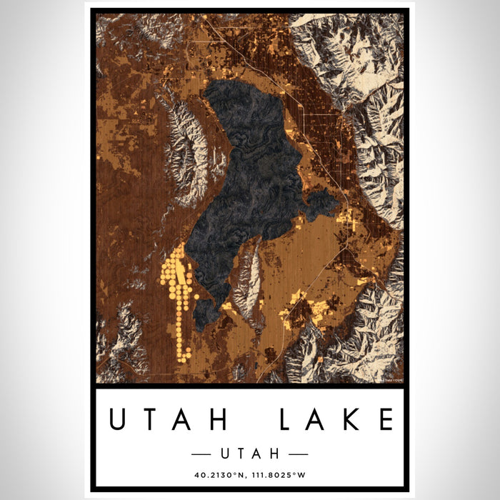 Utah Lake Utah Map Print Portrait Orientation in Ember Style With Shaded Background
