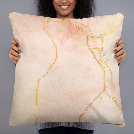 Person holding 22x22 Custom Utah Lake Utah Map Throw Pillow in Watercolor