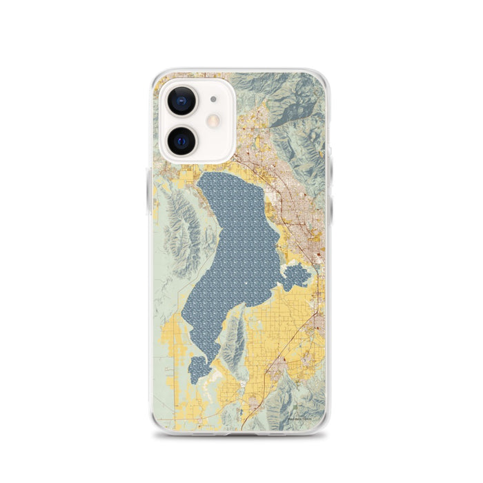 Custom iPhone 12 Utah Lake Utah Map Phone Case in Woodblock