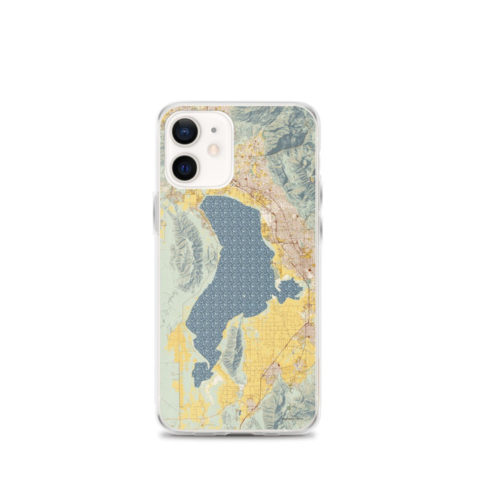 Custom iPhone 12 mini Utah Lake Utah Map Phone Case in Woodblock