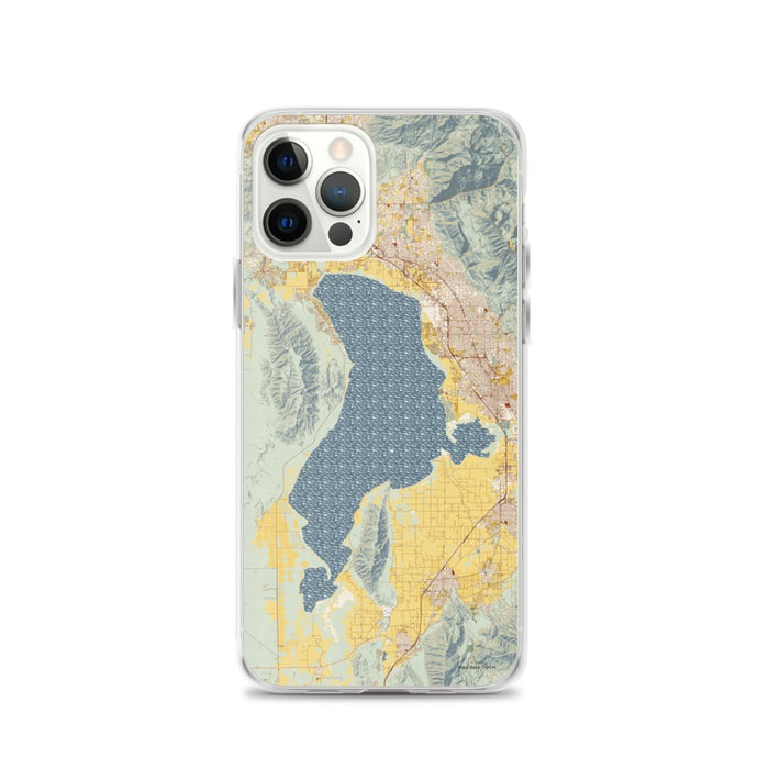 Custom iPhone 12 Pro Utah Lake Utah Map Phone Case in Woodblock