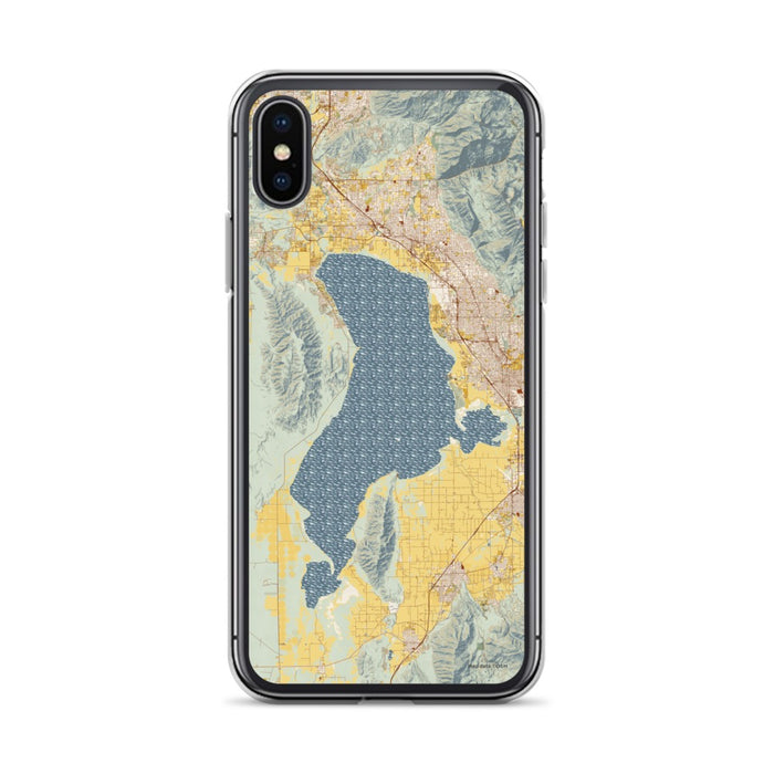Custom iPhone X/XS Utah Lake Utah Map Phone Case in Woodblock