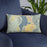 Custom Utah Lake Utah Map Throw Pillow in Woodblock on Blue Colored Chair