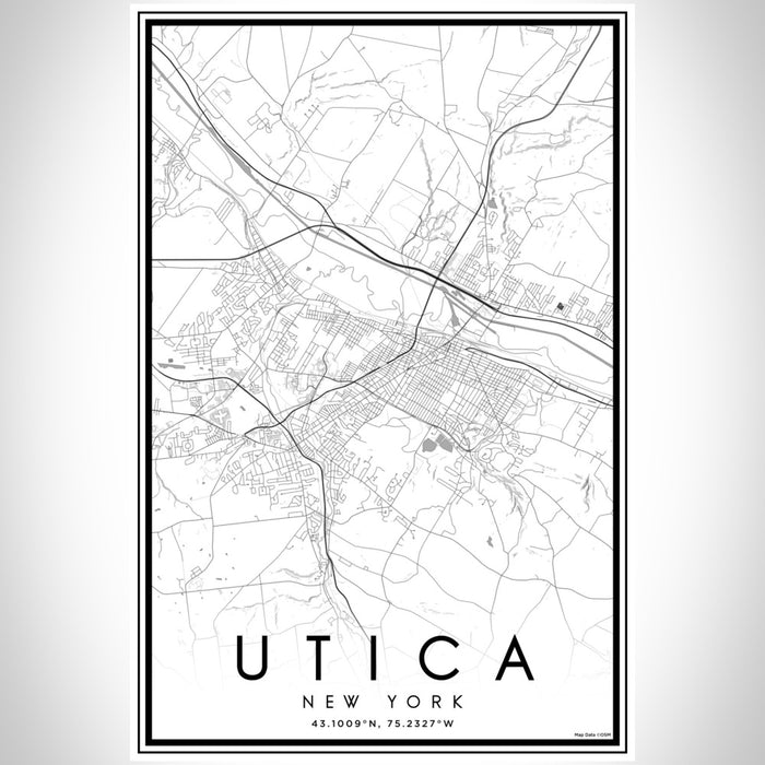 Utica New York Map Print Portrait Orientation in Classic Style With Shaded Background