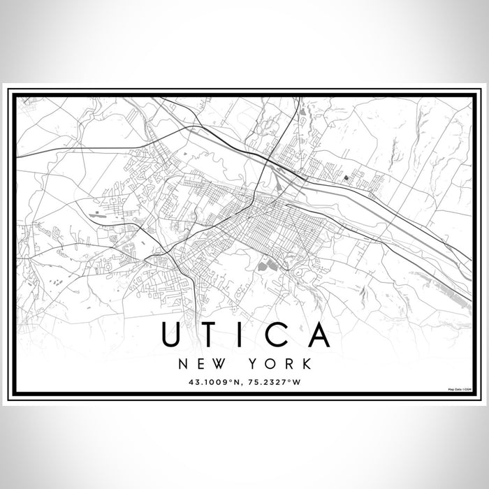 Utica New York Map Print Landscape Orientation in Classic Style With Shaded Background